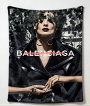 Balenciaga Ivy Fashion Print Flannel Sofa Throw Blanket BA186